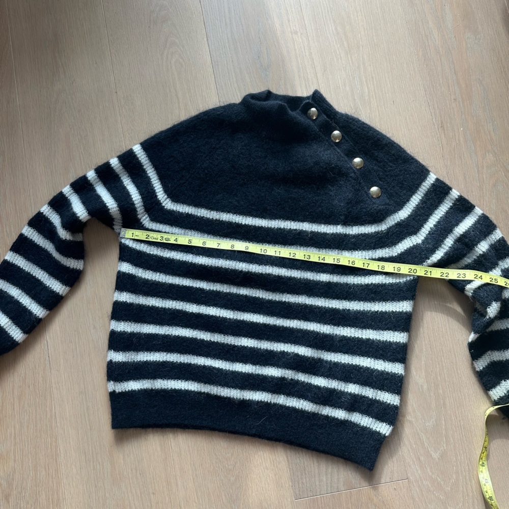Striped Black and White Turtleneck Sweater - Picture 6 of 6